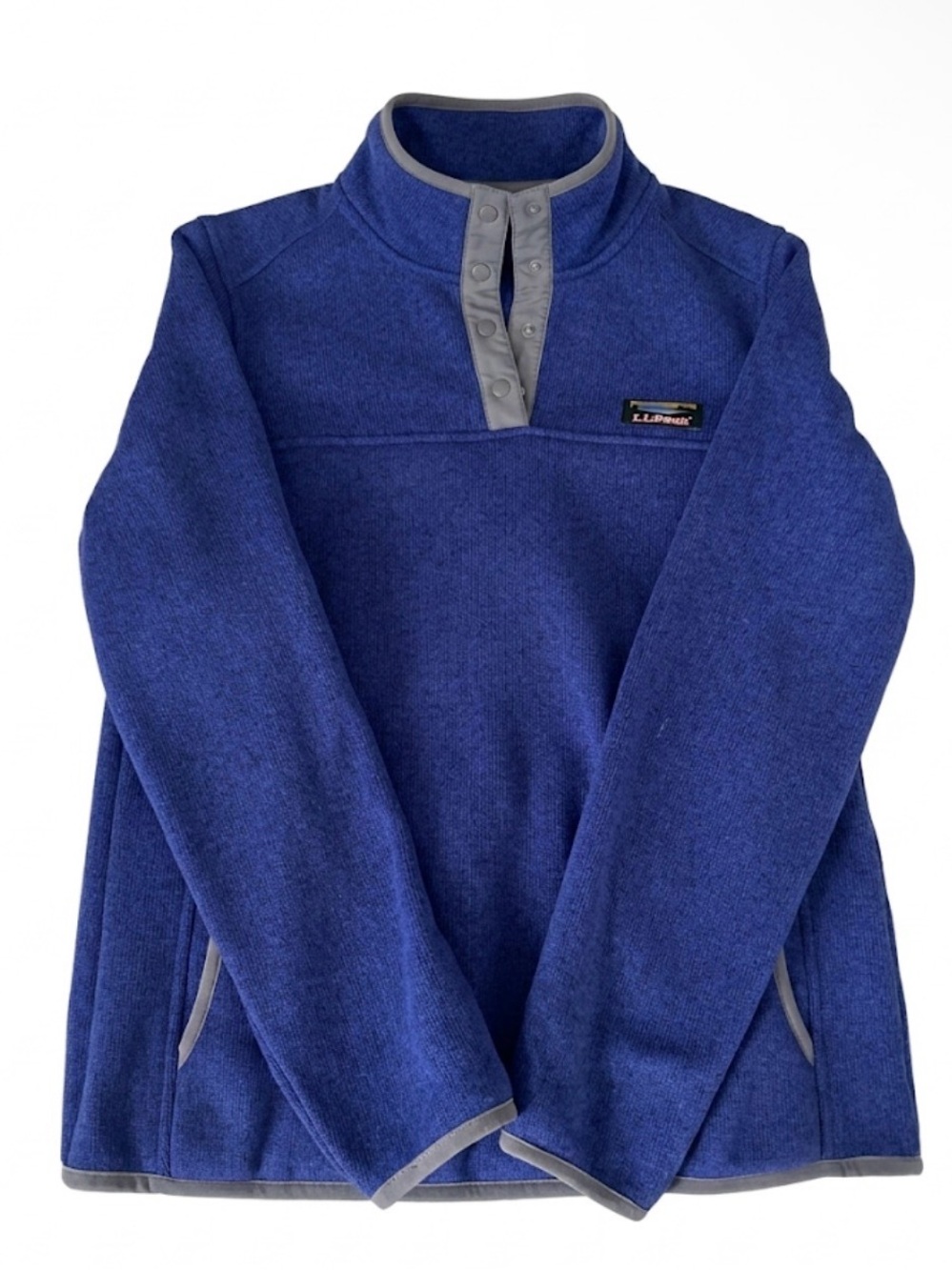 L.L. Bean Royal Blue Snap-Neck Fleece with Gray Trim
